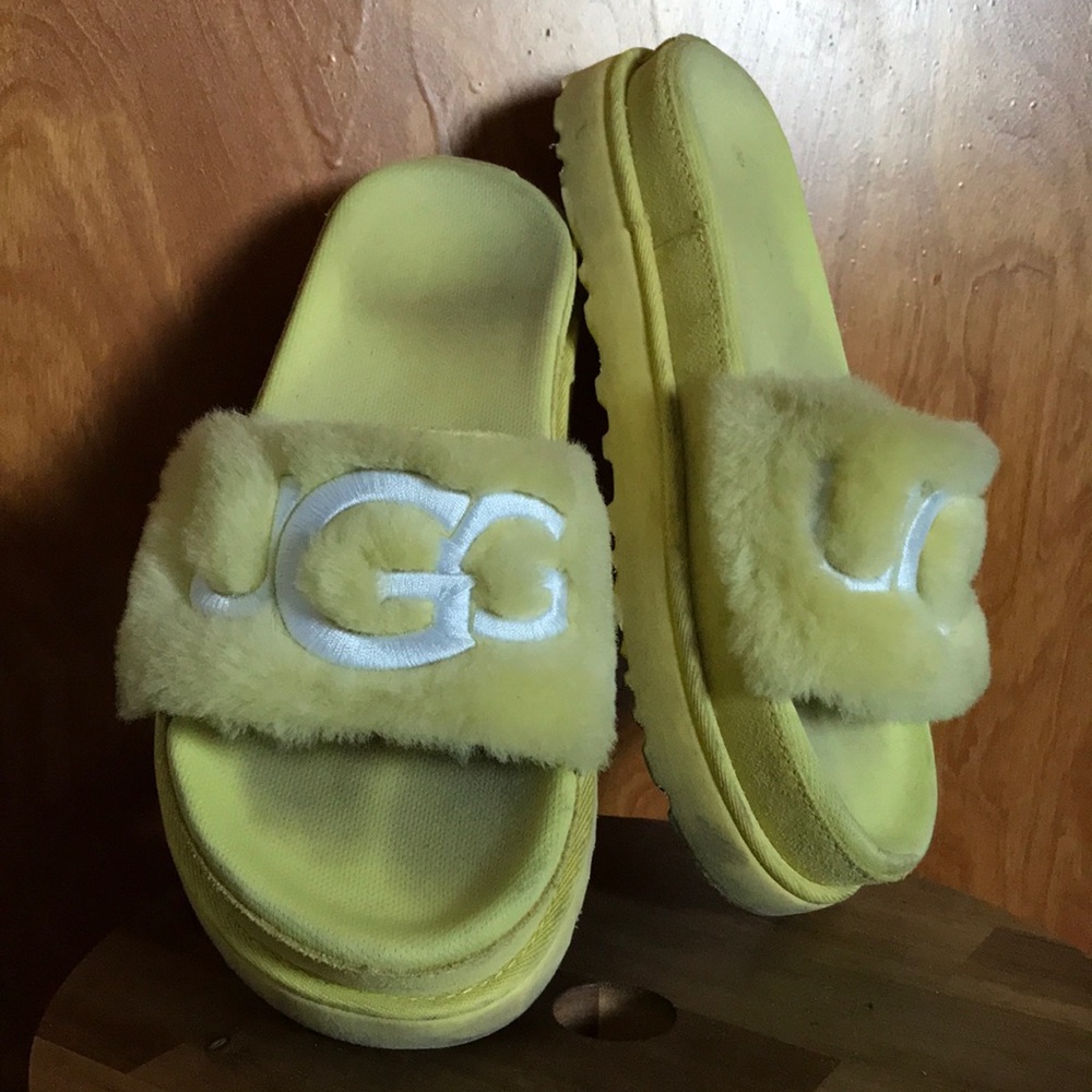 Lime Green UGG platform slides Women’s Size 7
